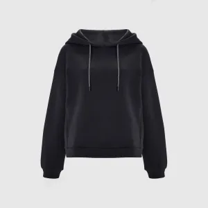 Black Embossed Luxe Minimal Hoodie