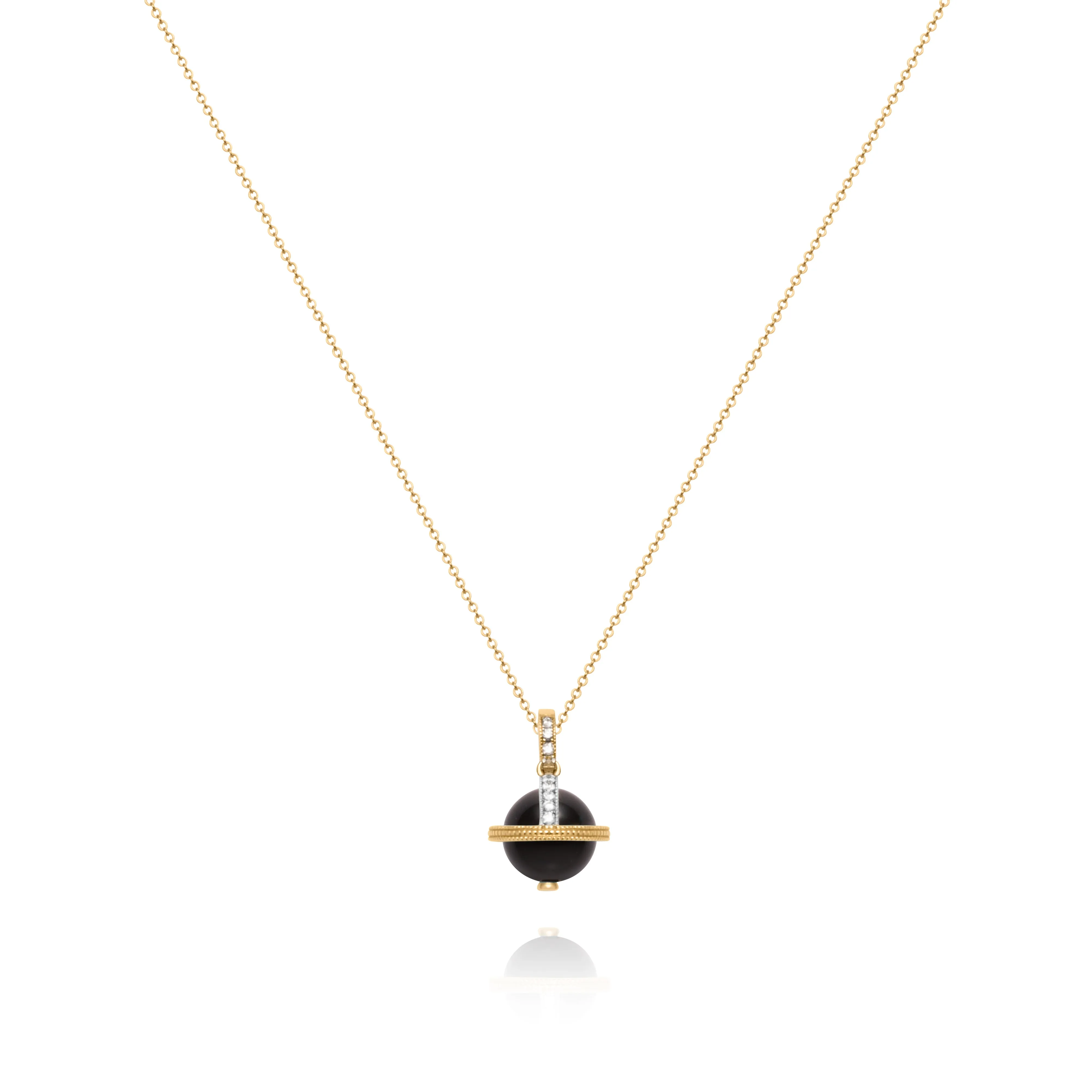 Black Onyx Yellow Orb Pendant