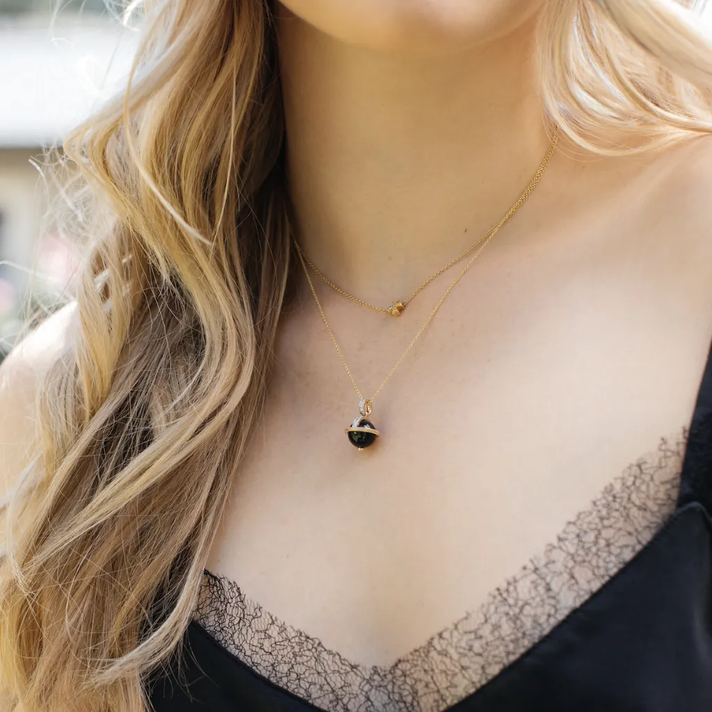 Black Onyx Yellow Orb Pendant