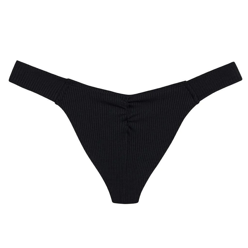 Black Rib Added Coverage Uno Bikini Bottom