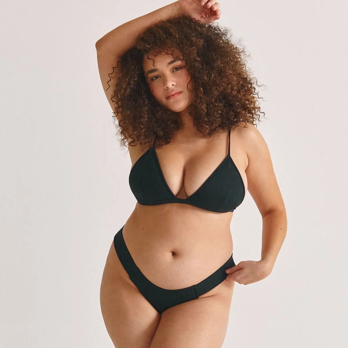 Black Rib Added Coverage Uno Bikini Bottom