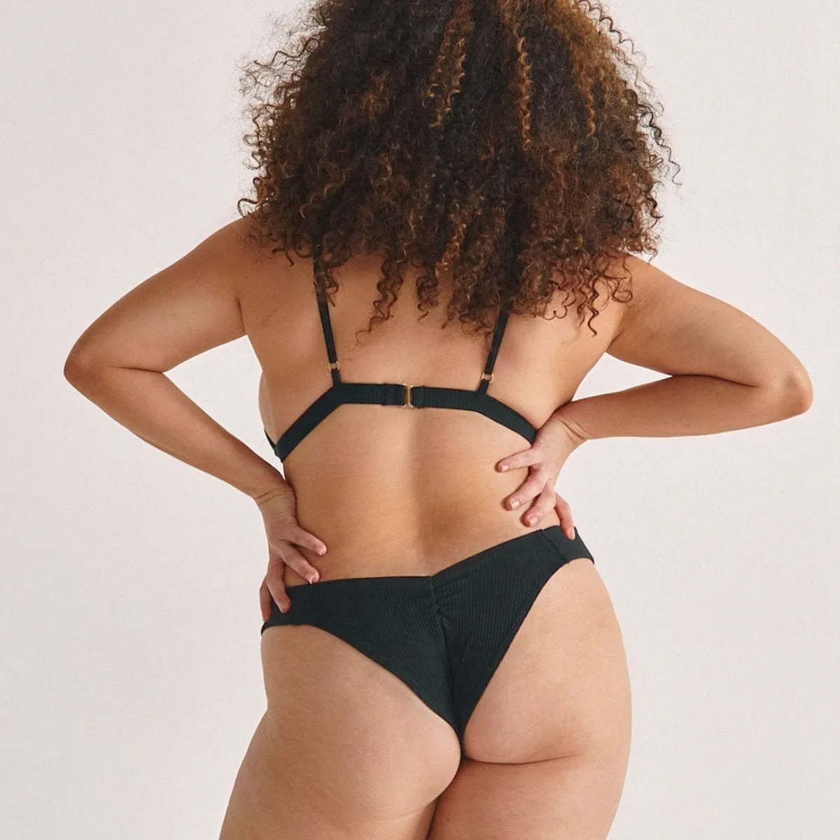 Black Rib Added Coverage Uno Bikini Bottom