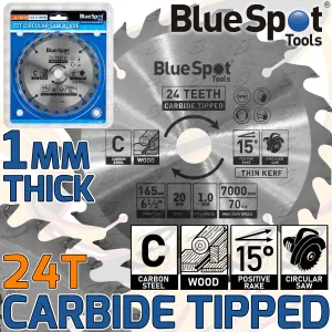 BLUESPOT CIRCULAR SAW BLADE 165MM x 20MM x 24T ( TCT BLADES )