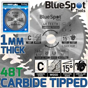 BLUESPOT CIRCULAR SAW BLADE 165MM x 20MM x 48T ( TCT BLADES )