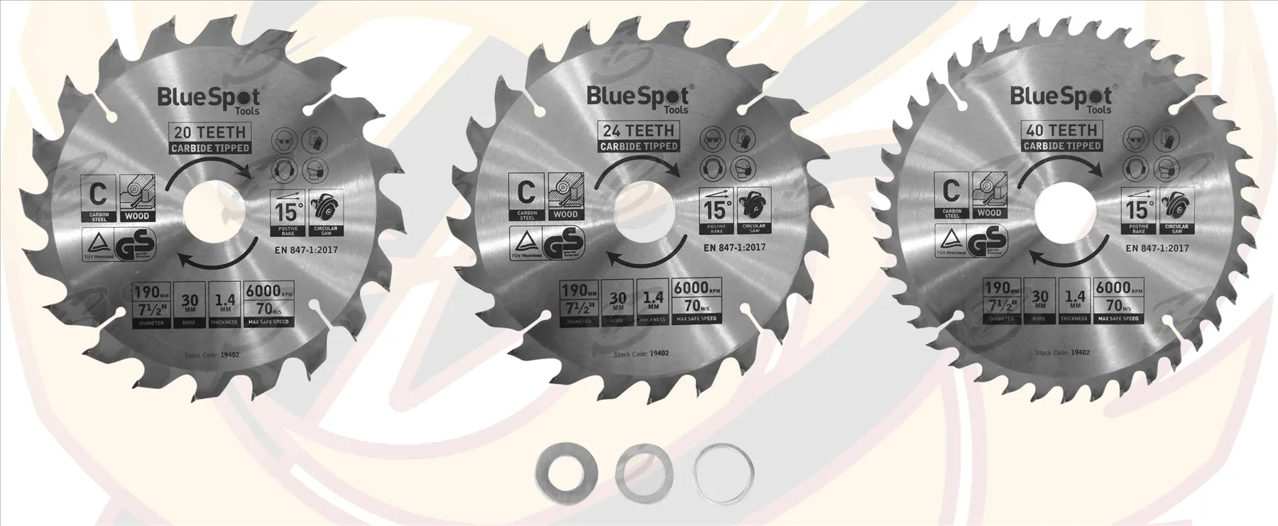 BLUESPOT CIRCULAR SAW BLADE 190MM x 30MM ( 20T & 24T & 40T ) ( TCT BLADES )