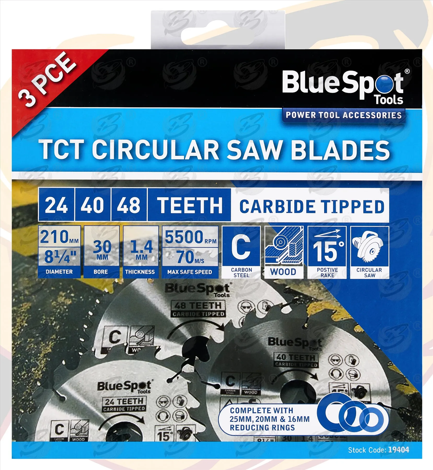 BLUESPOT CIRCULAR SAW BLADE 210MM x 30MM ( 20T & 24T & 40T ) ( TCT BLADES )