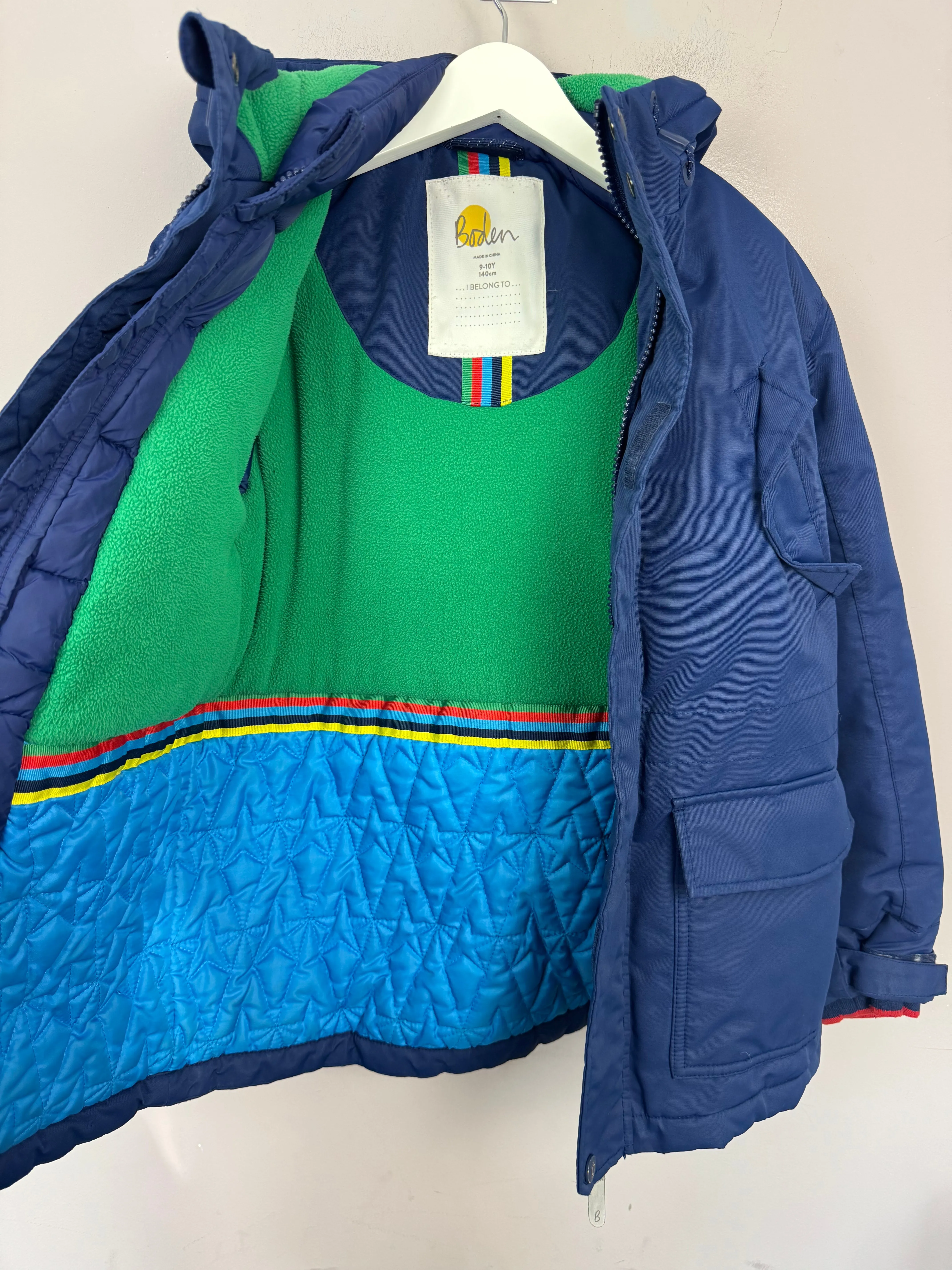 Boden Navy Waterproof Coat 9-10y