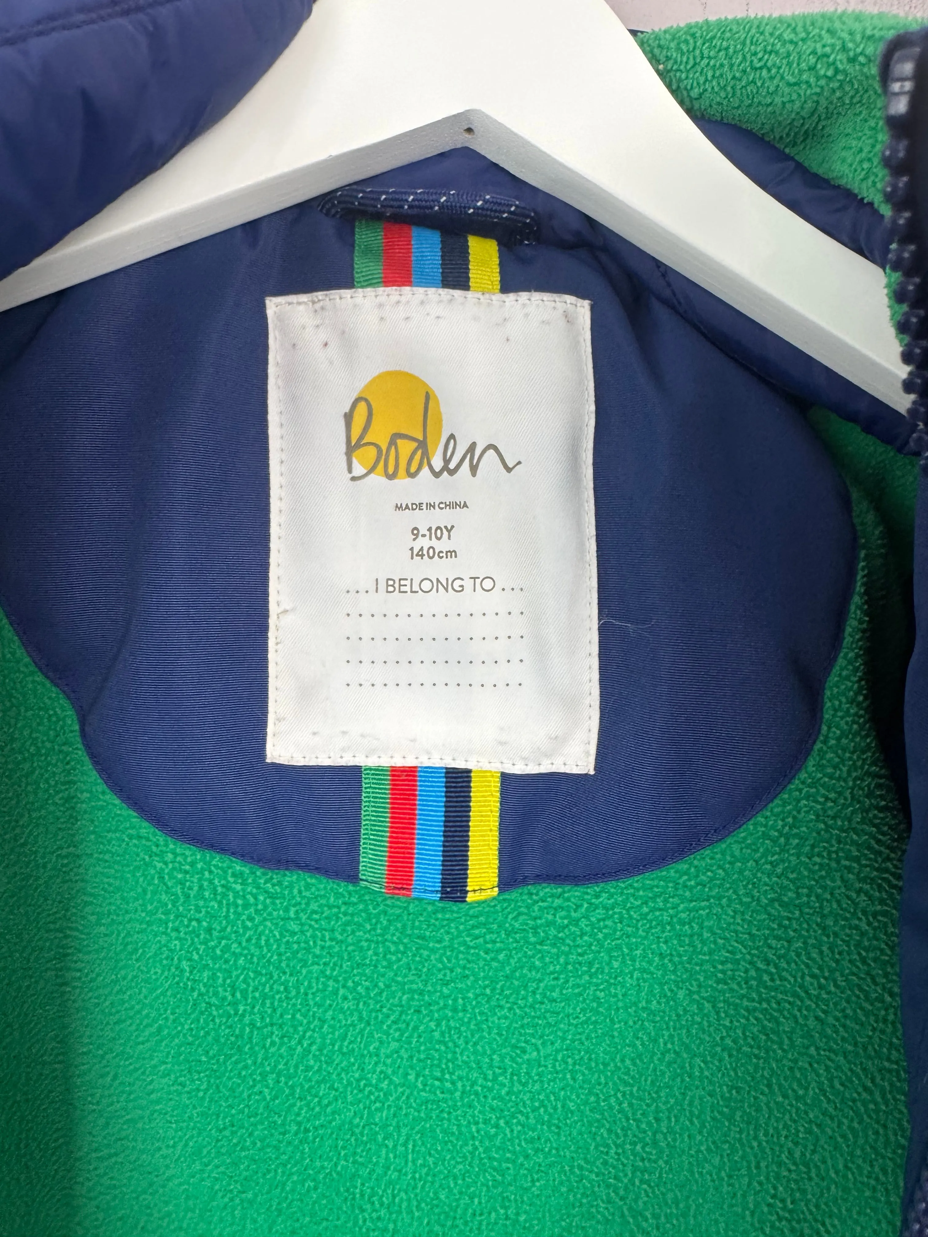 Boden Navy Waterproof Coat 9-10y