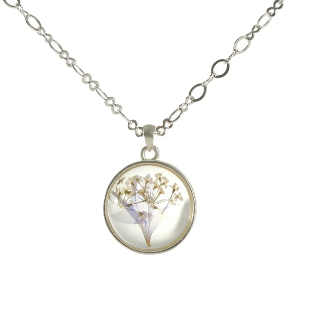 Bouquet of Dried Flowers in Glass Ball Necklace