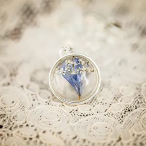 Bouquet of Dried Flowers in Glass Ball Necklace