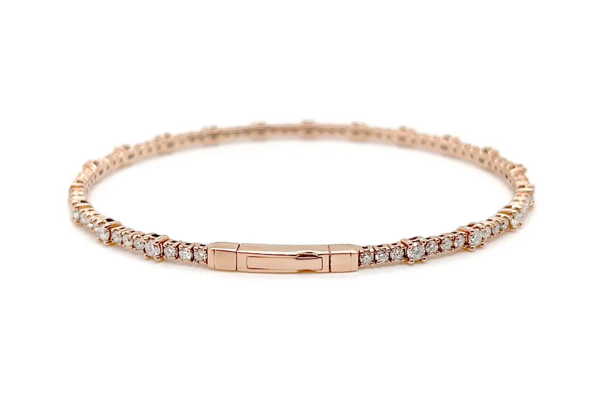 Bracelet 14kt Rose Gold & Two Sizes Diamonds Bangle