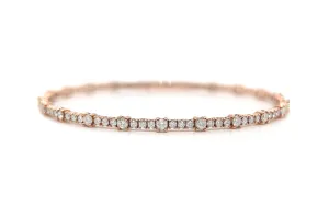 Bracelet 14kt Rose Gold & Two Sizes Diamonds Bangle