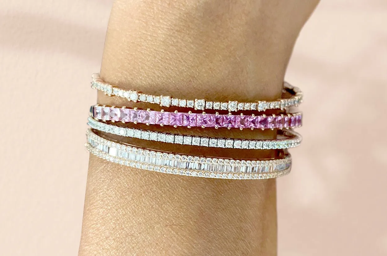 Bracelet 14kt Rose Gold & Two Sizes Diamonds Bangle