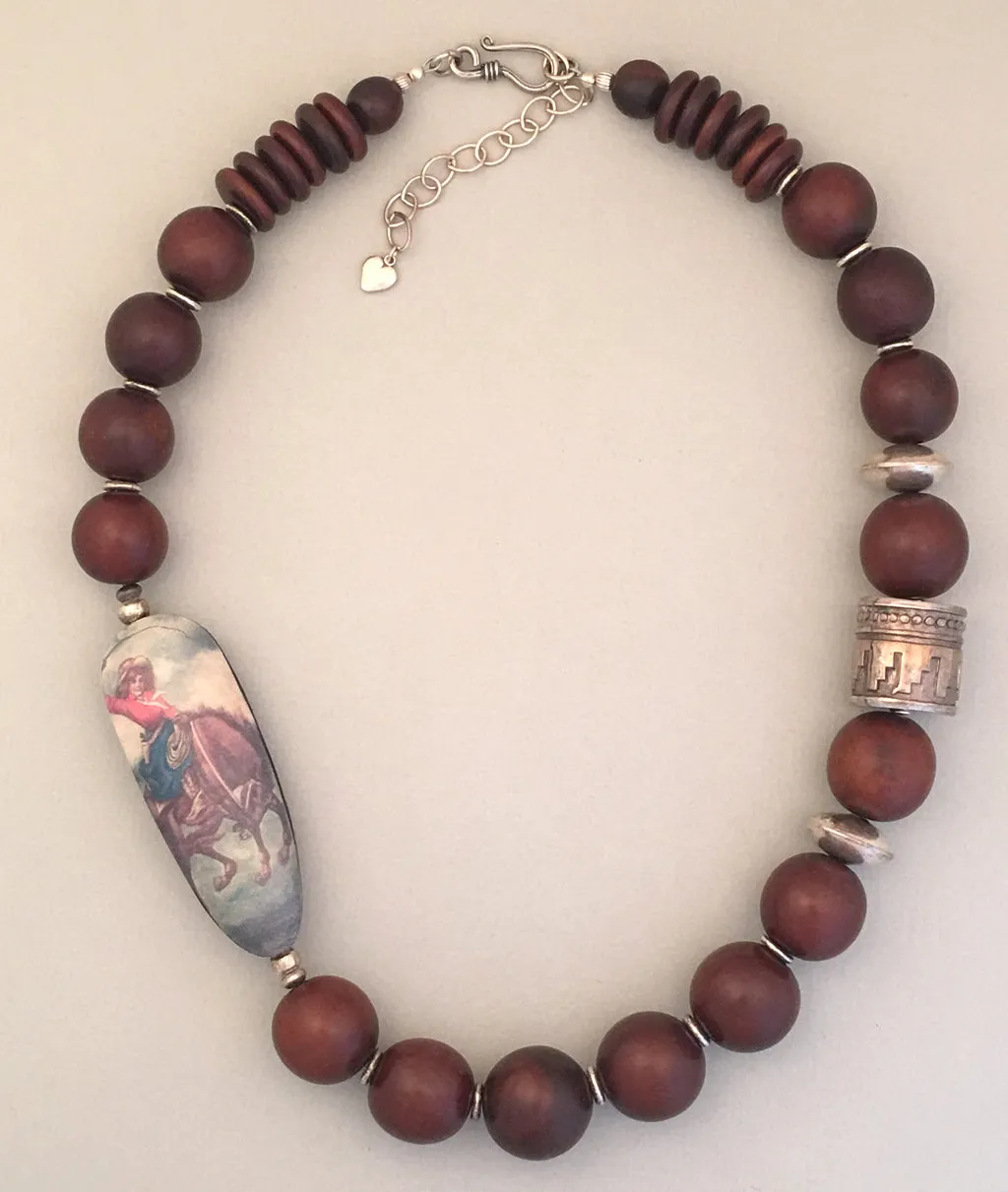 Brown Tagua with Silver Statement Necklace