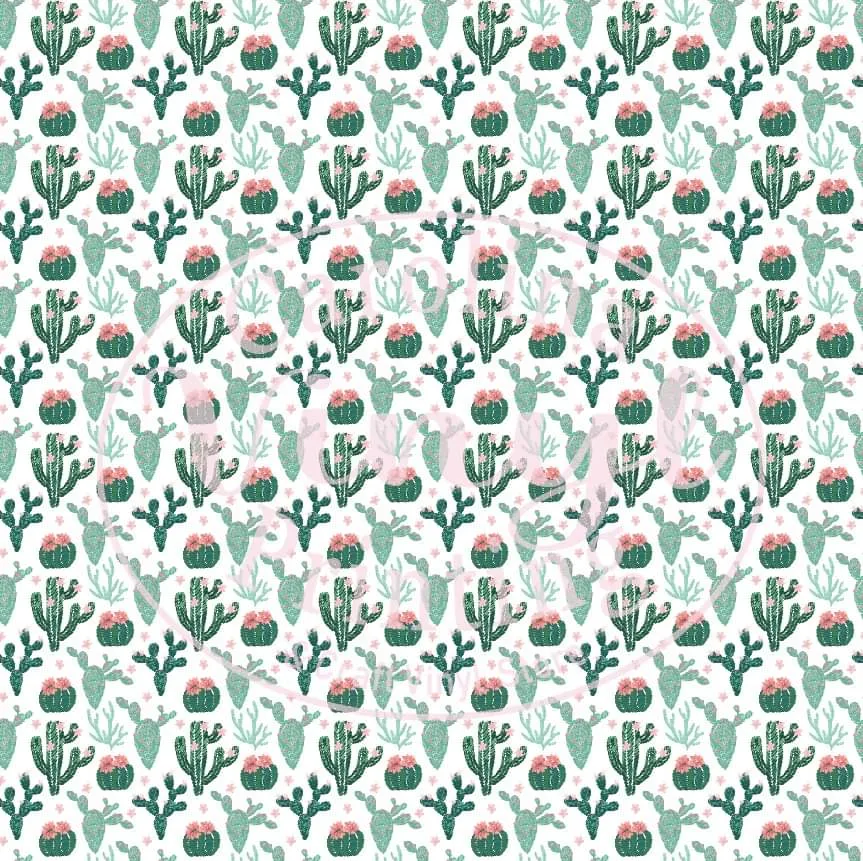 Cactus on White Printed Vinyl