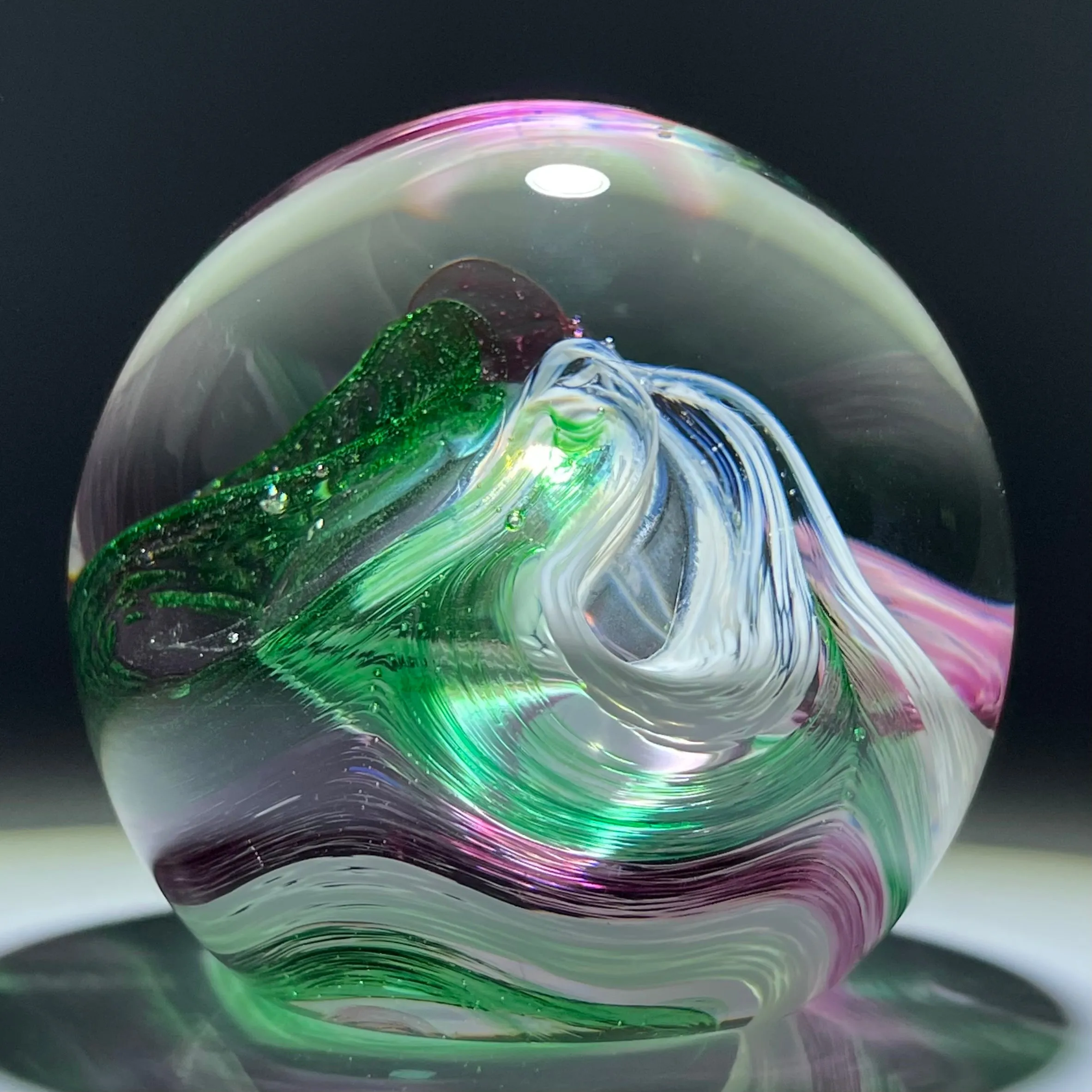 Caithness "Extravaganza" Abstract Modern Design with Pink, Green & White Swirls