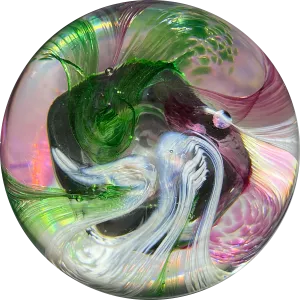 Caithness "Extravaganza" Abstract Modern Design with Pink, Green & White Swirls