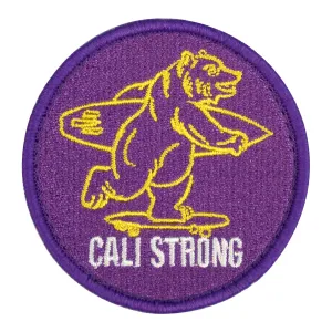 CALI Strong Bear Purple Gold White Round Hook-and-Loop Morale Patch