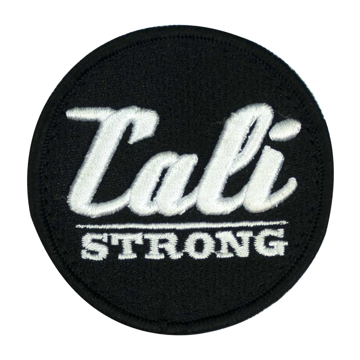 CALI Strong Black White Round 3D Hook-and-Loop Morale Patch