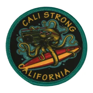 CALI Strong California Surf Board Octopus Round Hook-and-Loop Morale Patch