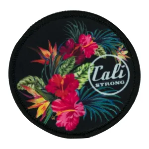 CALI Strong Flowers Black Round Hook-and-Loop Morale Patch