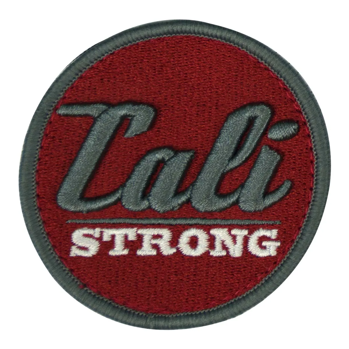 CALI Strong Grey Maroon White Round 3D Hook-and-Loop Morale Patch