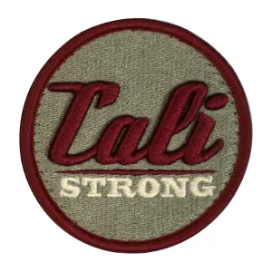 CALI Strong Maroon Grey White Round 3D Hook-and-Loop Morale Patch