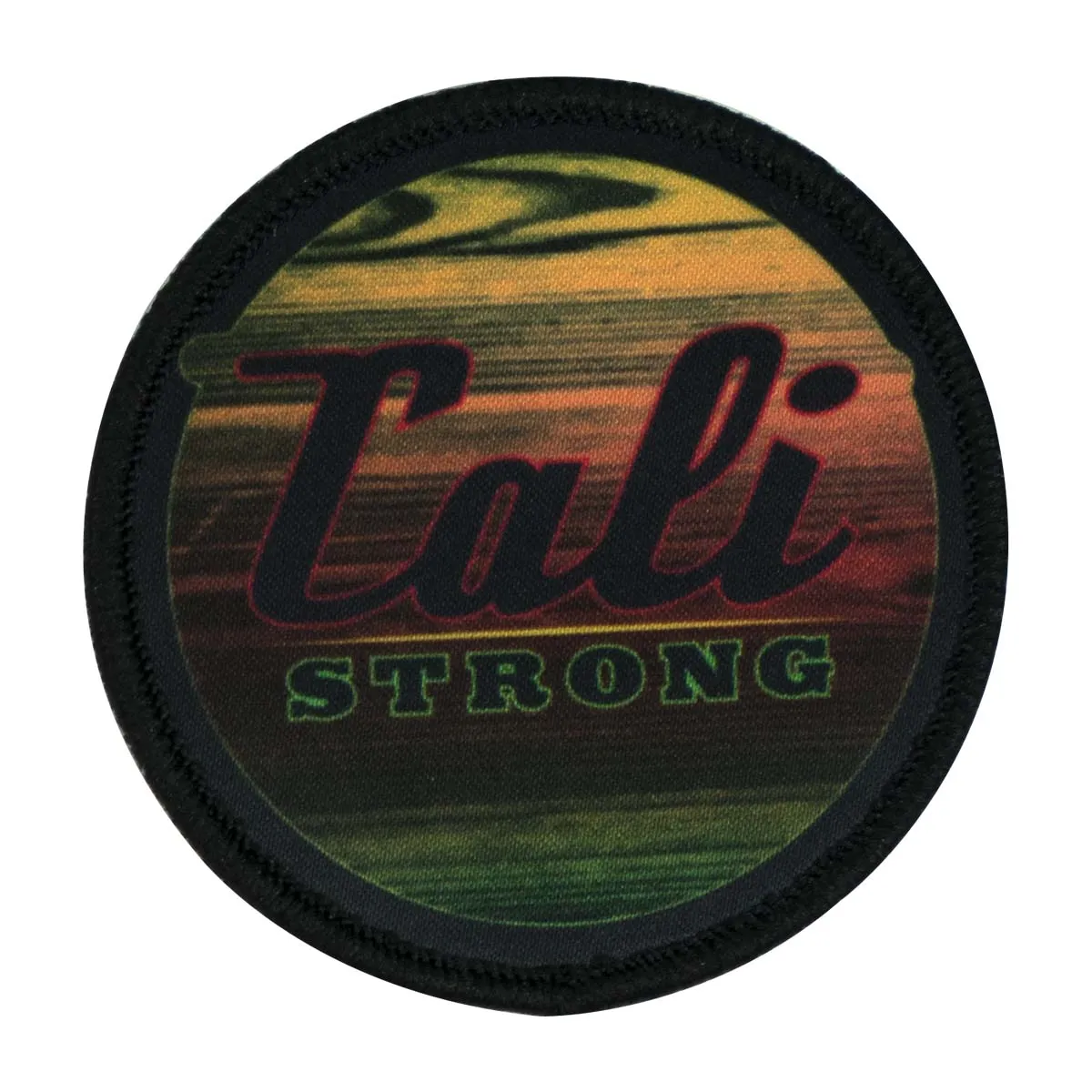 CALI Strong Rasta Wood Grain Round Hook-and-Loop Morale Patch