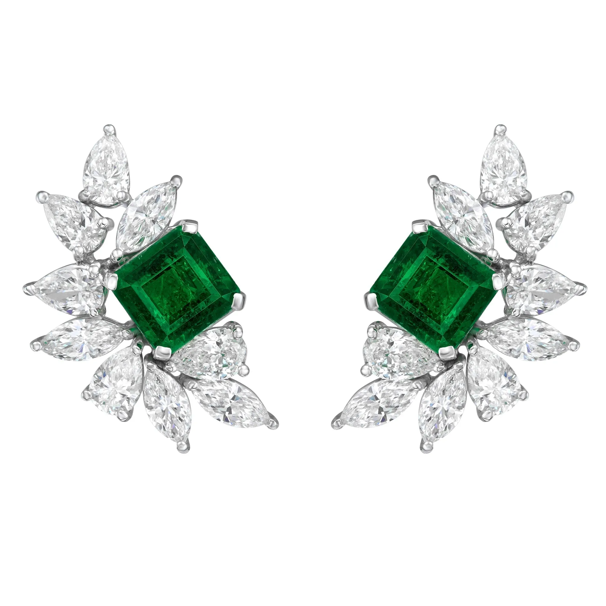 Calliope Emerald and Diamond Statement Studs Earrings