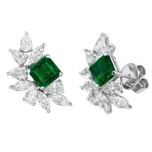 Calliope Emerald and Diamond Statement Studs Earrings