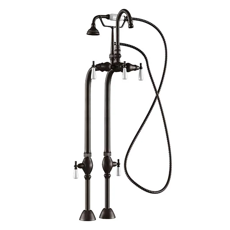 Cambridge Plumbing Clawfoot Tub Freestanding English Telephone Gooseneck Faucet & Hand Held Shower Combo-Oil Rubbed Bronze