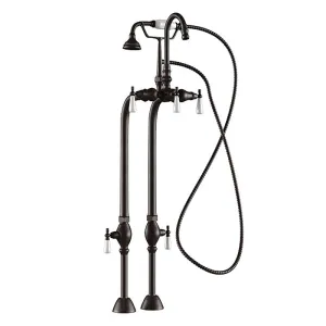 Cambridge Plumbing Clawfoot Tub Freestanding English Telephone Gooseneck Faucet & Hand Held Shower Combo-Oil Rubbed Bronze