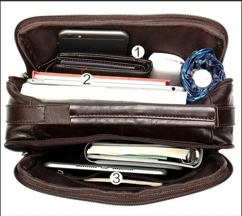 Casual Leather Shoulder Bag for Men Crossbody Messenger Satchel