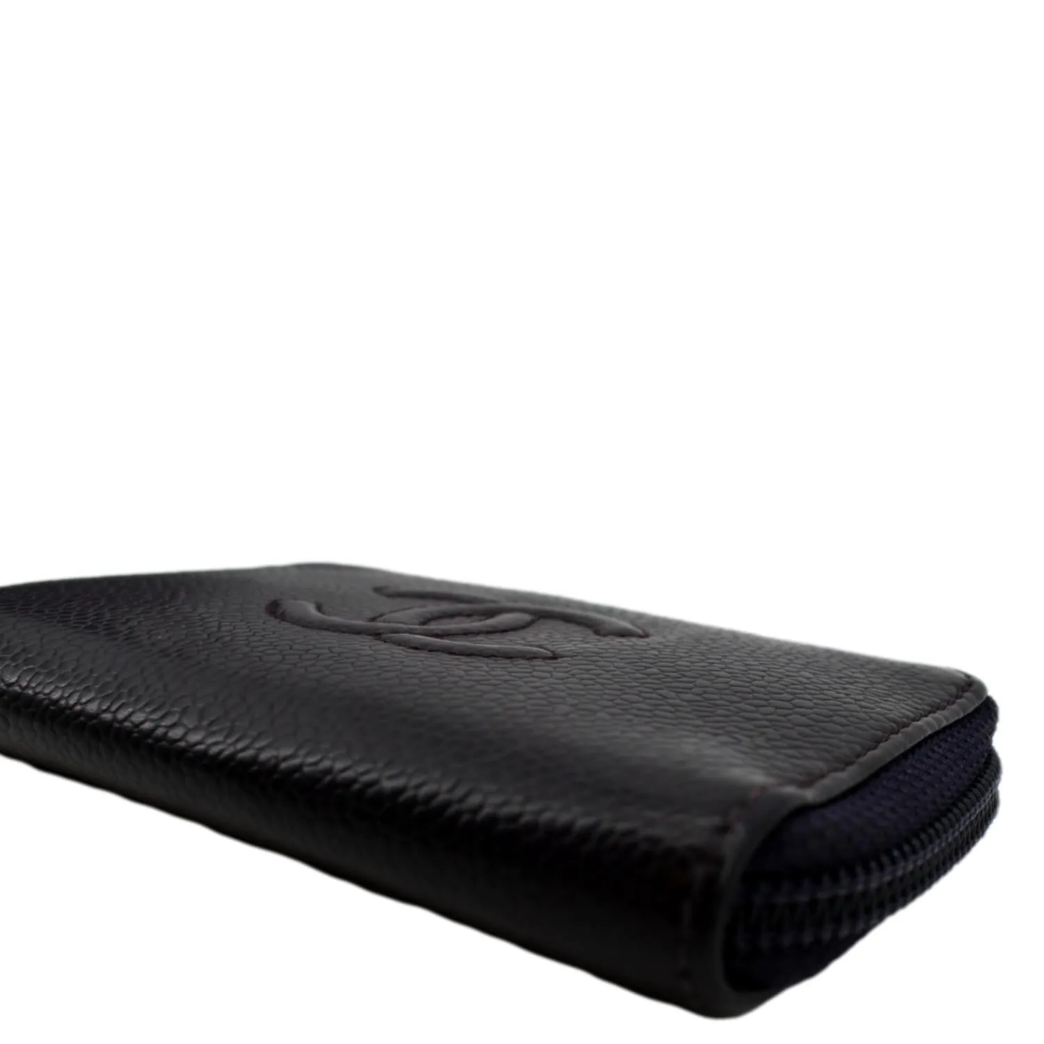 CHANEL O Key Pouch Timeless Caviar Leather Small Purse Purple