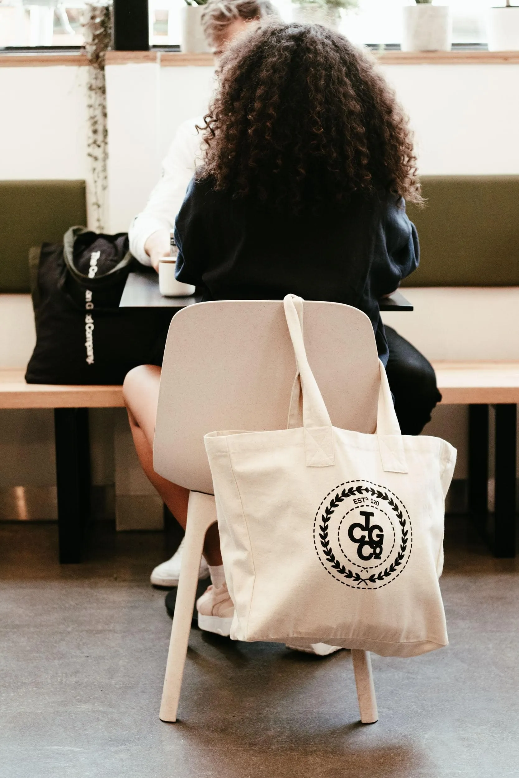 Charcoal 100% Recycled Cotton Market Tote - ESTd Logo