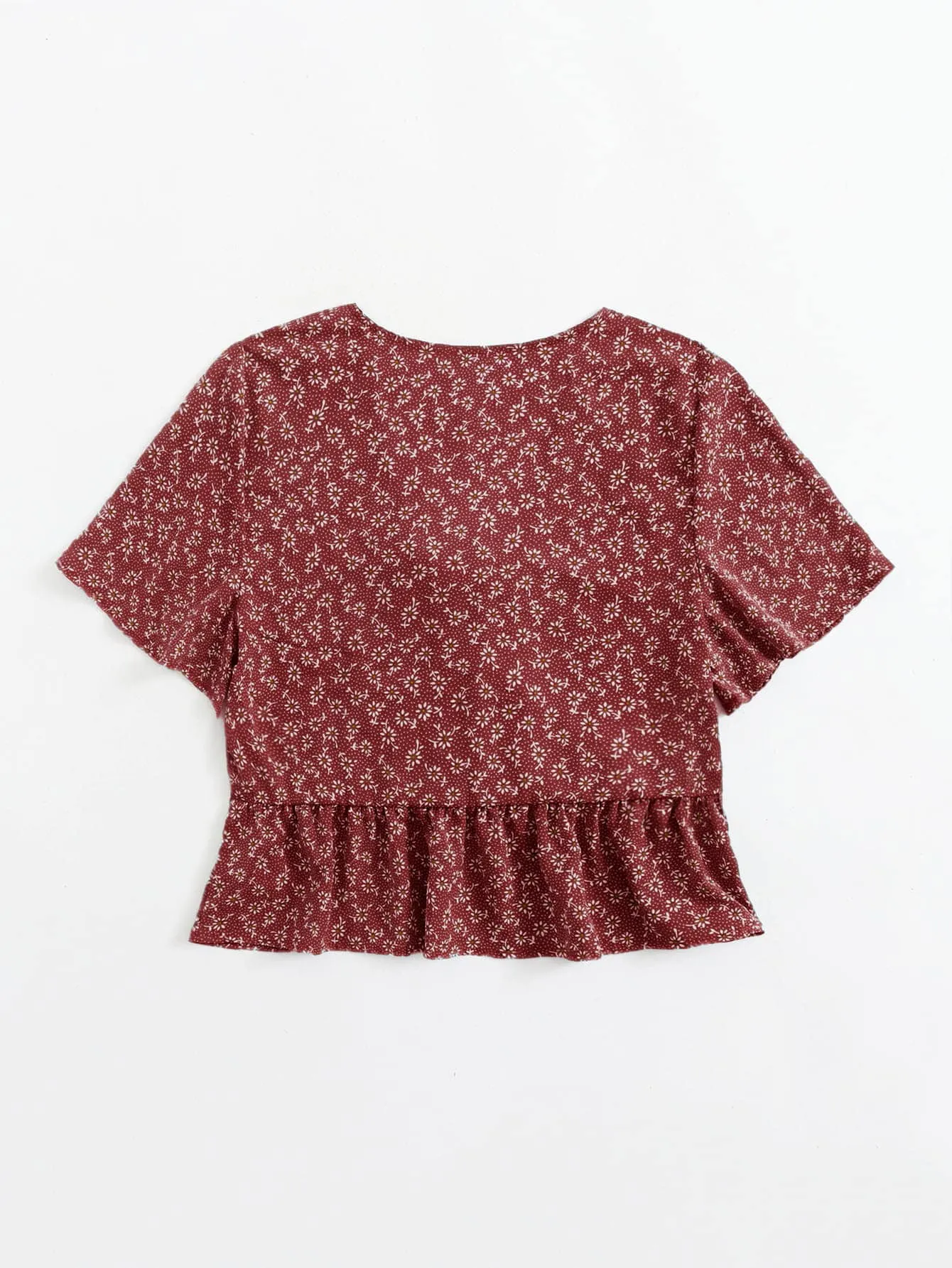 Cherry Vibes Blusa con Volante y Lazo para Año Nuevo en