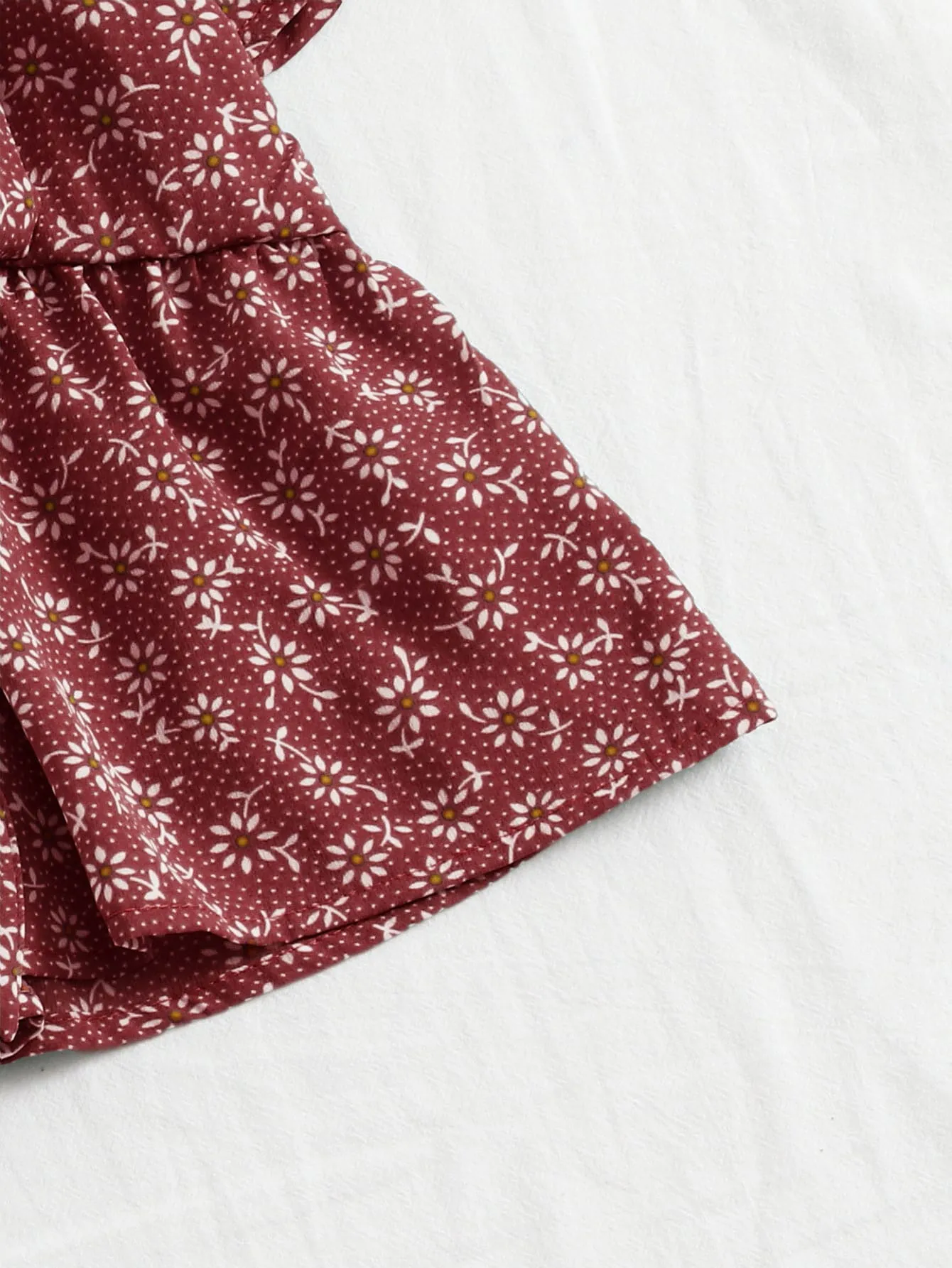 Cherry Vibes Blusa con Volante y Lazo para Año Nuevo en