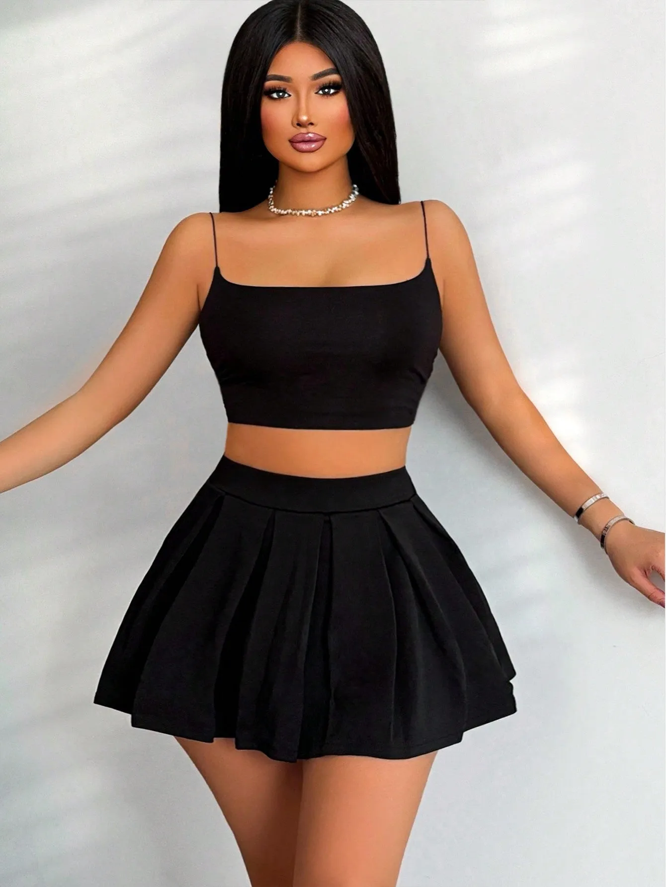 Cherry Vibes Falda Plisada Anti-Rozaduras para Mujer en