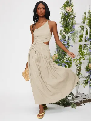 Cherry Vibes: Vestido largo con tira cruzada y abertura