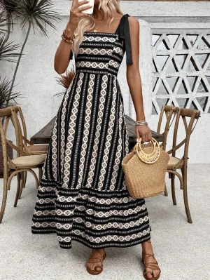Cherry Vibes: Vestido sin mangas geométrico para mujer