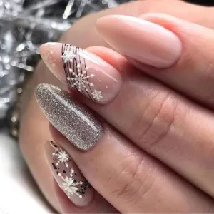 Christmas Almond bling snow shine