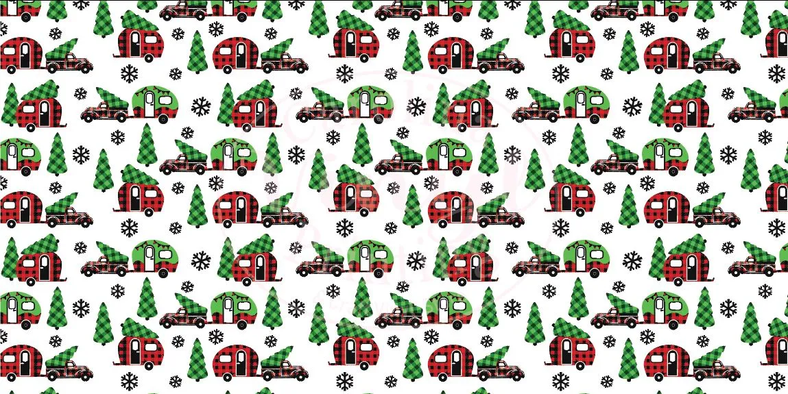 Christmas Plaid Campers & Trucks Vinyl