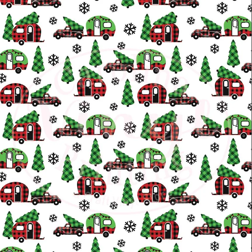 Christmas Plaid Campers & Trucks Vinyl