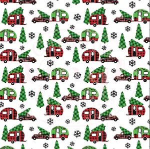 Christmas Plaid Campers & Trucks Vinyl