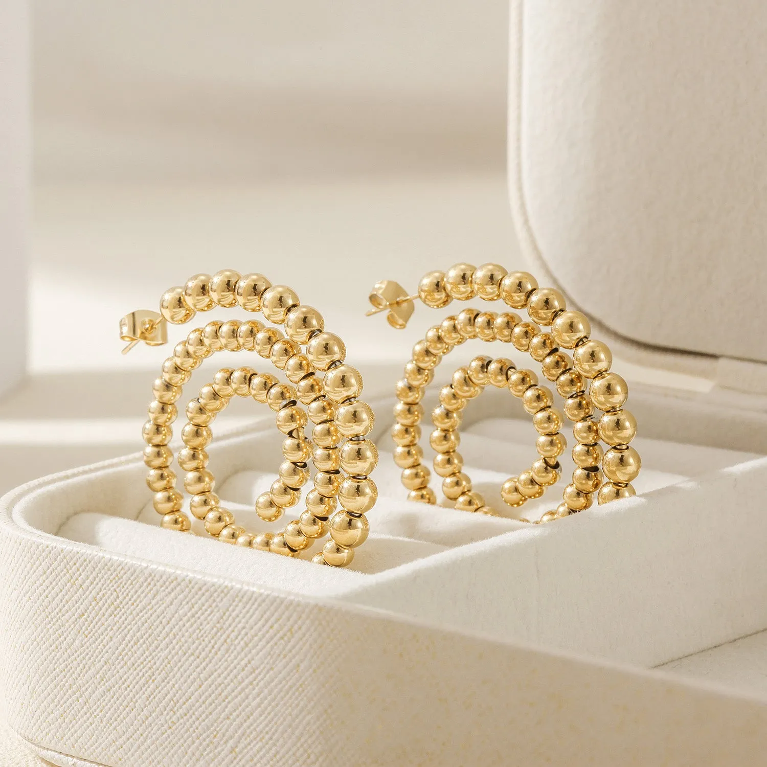 Circular hollow earrings-SCE391STGC