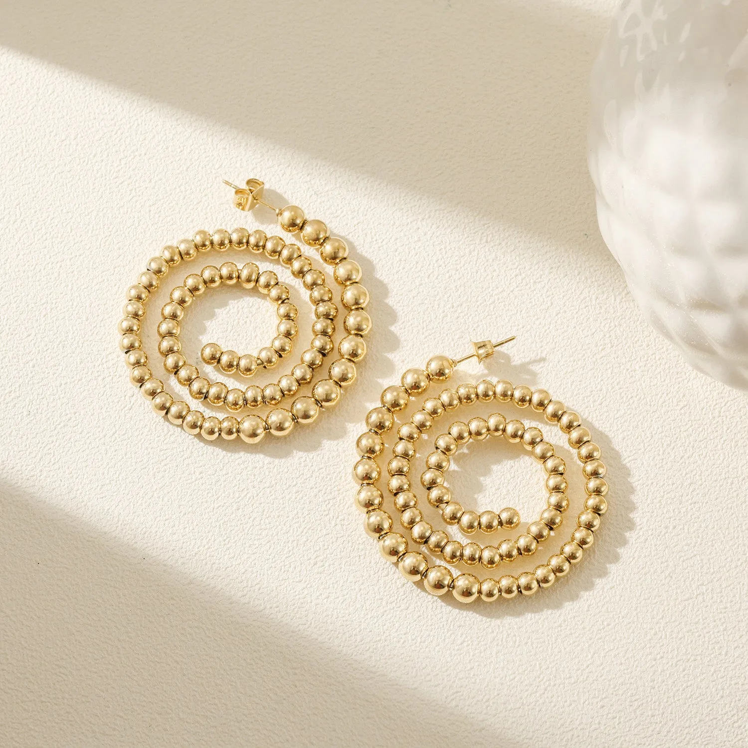 Circular hollow earrings-SCE391STGC