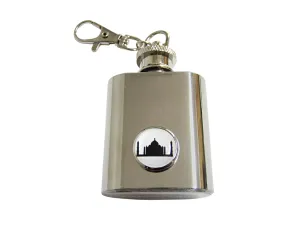Circular Taj Mahal 1 Oz. Stainless Steel Key Chain Flask