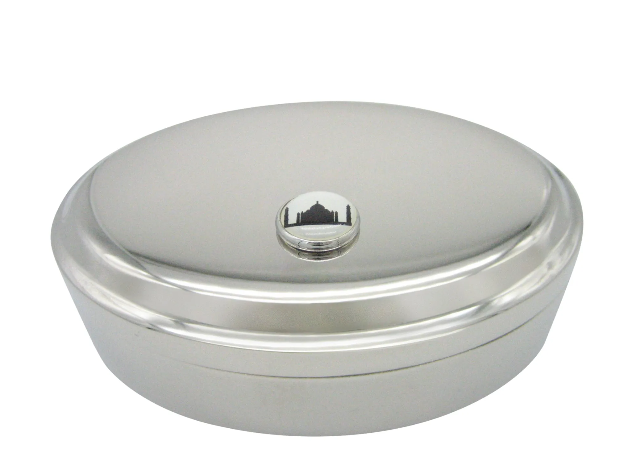 Circular Taj Mahal Pendant Oval Trinket Jewelry Box