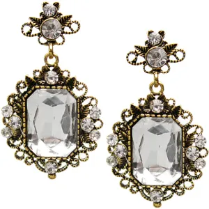 Clear Elegant Large Gemstone Post Earrings