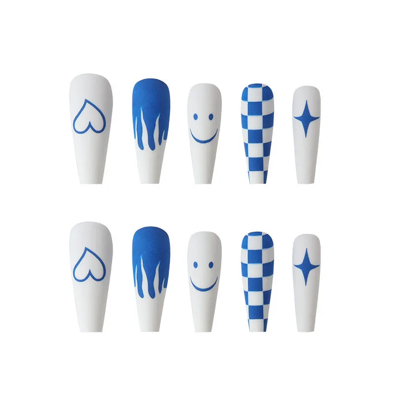 Coffin Klein blue smiley face checkerboard